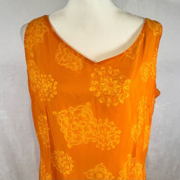 JH collectibles orange printed chiffon overlay maxi dress size 14 - Picture 2 of 6
